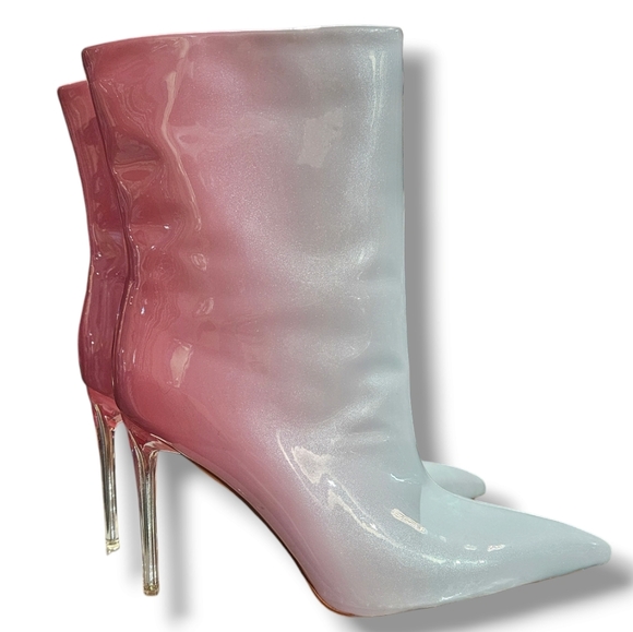 Ombre stiletto Ankle High Heeled boots, With Clear Heel. Size 8 - Picture 2 of 6